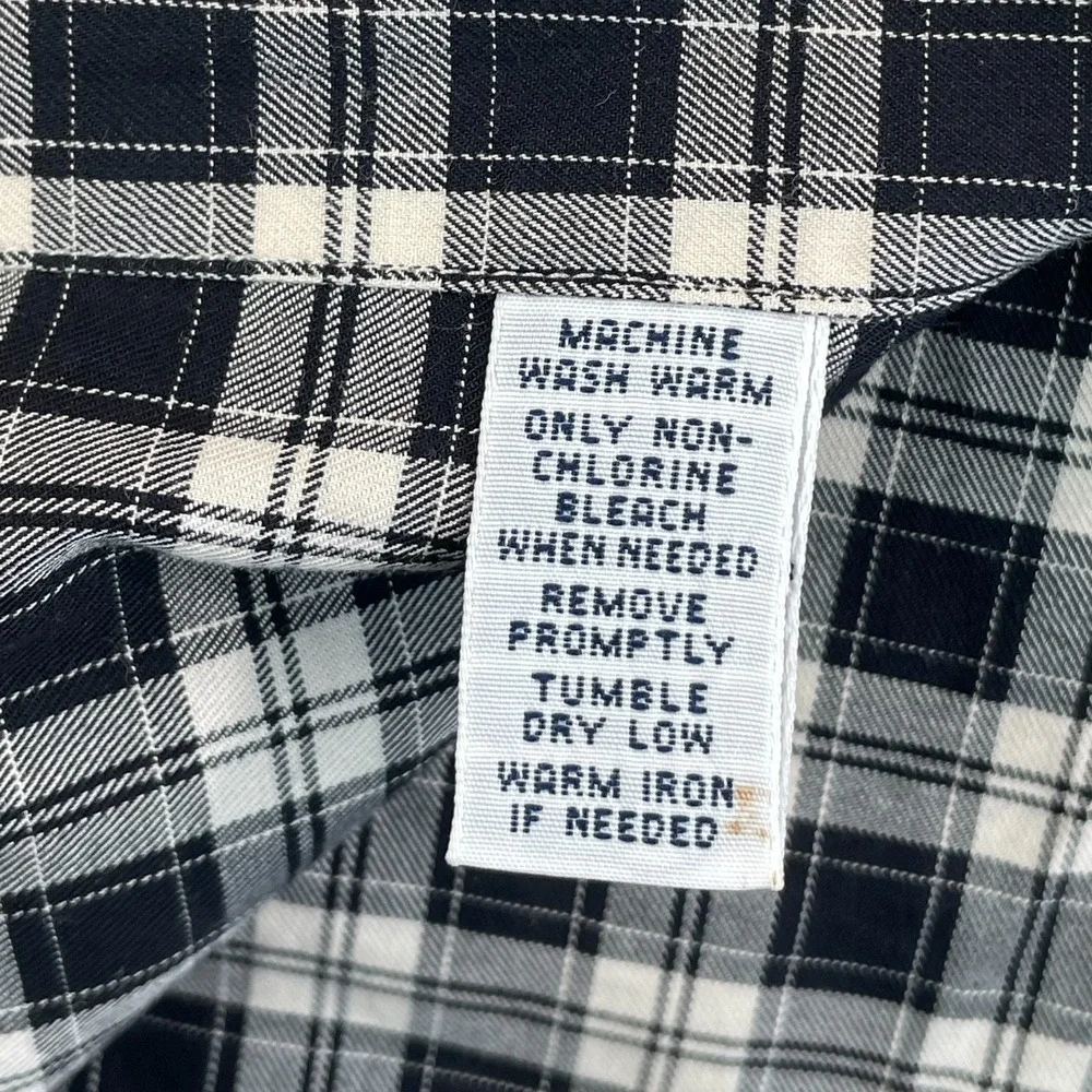 Vintage Polo Ralph Lauren Shirt Men XL Black Plaid Double Flap Pocket‎ Pony Work